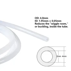 Tubo Teflon PTFE Ext 4mm Int. 2mm - 1Metro Tubo Teflon PTFE Ext 4mm Int. 2mm - 1Metro