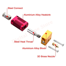 Kit Hotend CR10 - Ender 3 S/ Termistor e Resistencia Kit Hotend CR10 - Ender 3 S/ Termistor e Resistencia